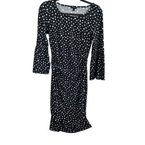 NEW Talbots Black Floral 3/4 Long Sleeve Dress S